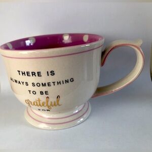 There is always something to be grateful for Mug with Pink and White polka dot